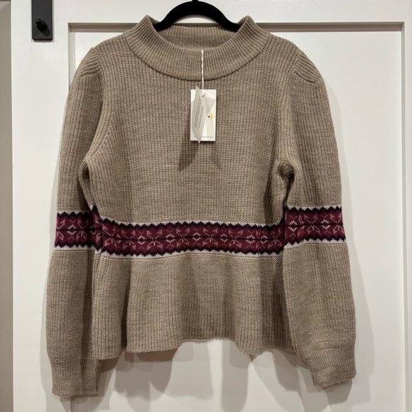 Dear John Denim Felicia Peplum‎ Long Sleeve Sweater Fall Fawn - Size XL - Picture 1 of 9